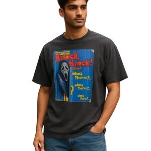 Ghostface Ghost Face Mens 2XL XXL Black Graphic T Shirt Tee Halloween Scream